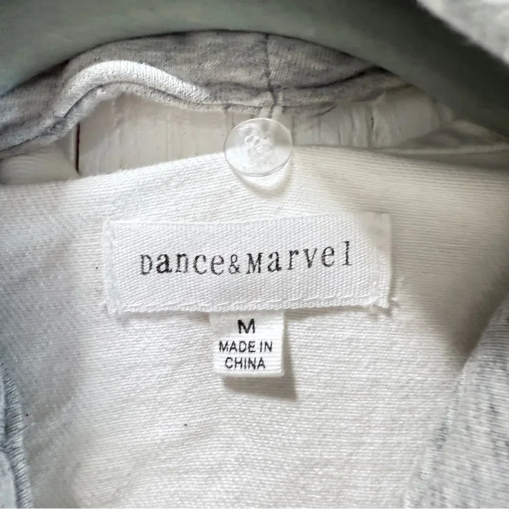 NWOT Dance & Marvel White Gray, Raw Hem, Crop Detachable Hoodie, Denim Jacket, - Picture 12 of 15